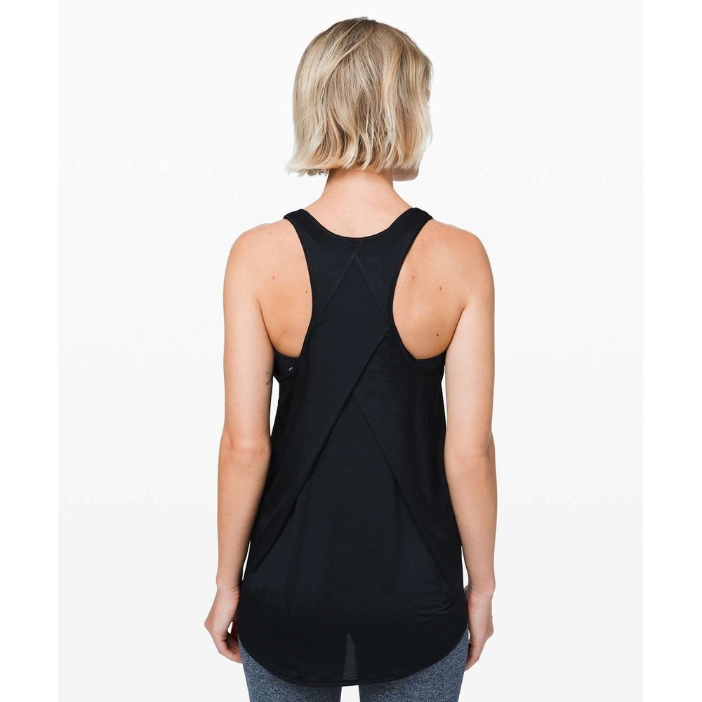 Lululemon Essential Tank Top Black Racerback Tulip Back Yoga Gym Shirt Women